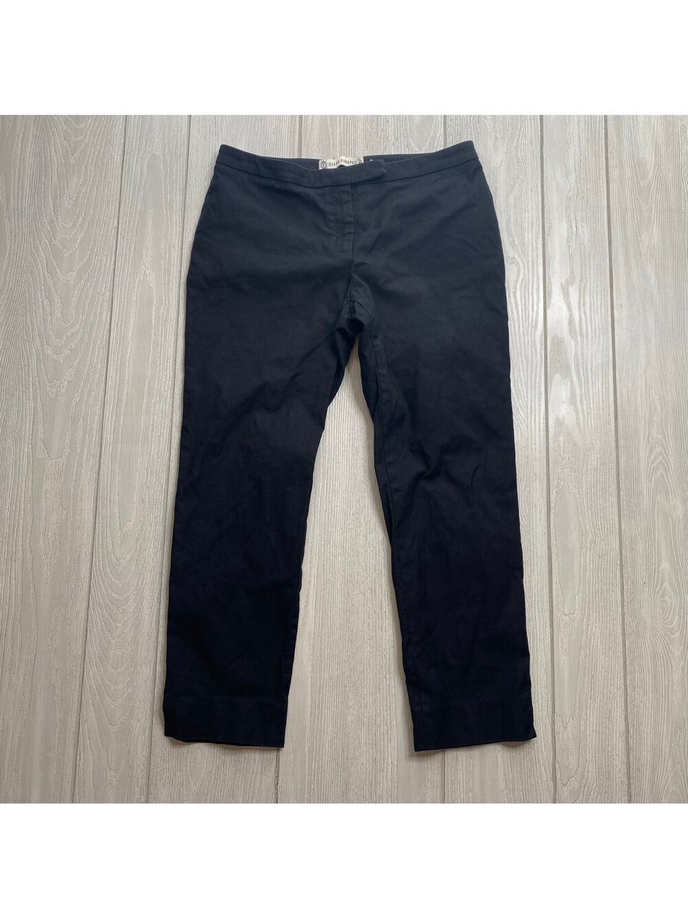 Diane Firsten Women's Black Straight Leg Italian Cropped Pants Size IT 46 US 12